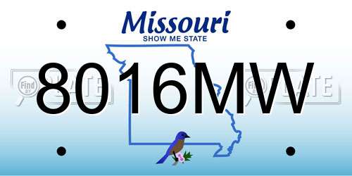 8016MW Missouri License Plate