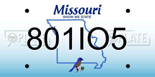 801IO5 Missouri License Plate