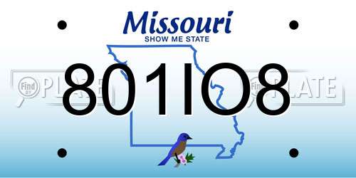 801IO8 Missouri License Plate