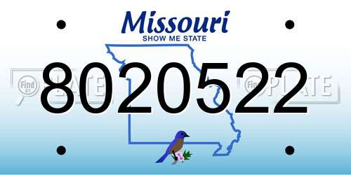 8020522 Missouri License Plate