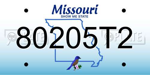 80205T2 Missouri License Plate