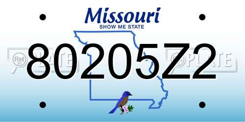80205Z2 Missouri License Plate