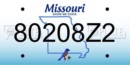 80208Z2 Missouri License Plate