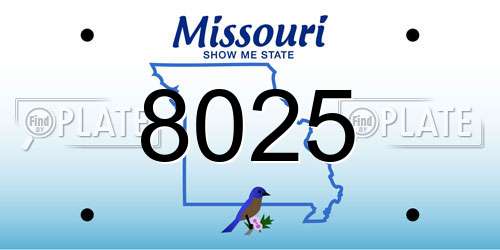 8025 Missouri License Plate
