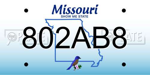 802AB8 Missouri License Plate