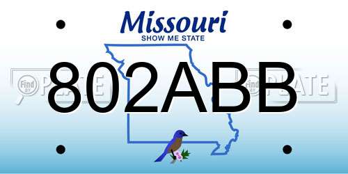 802ABB Missouri License Plate