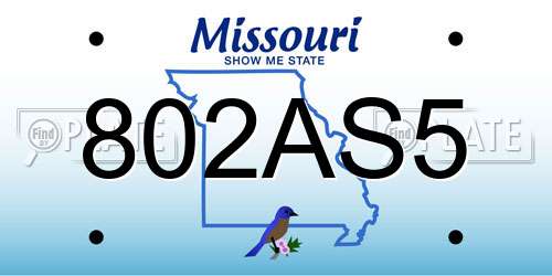 802AS5 Missouri License Plate