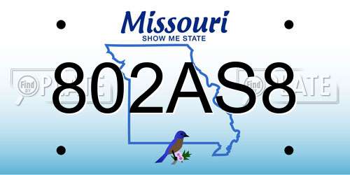 802AS8 Missouri License Plate