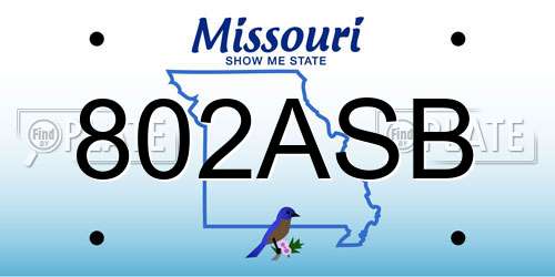802ASB Missouri License Plate