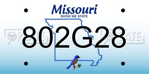 802G28 Missouri License Plate