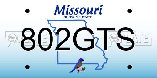 802GTS Missouri License Plate