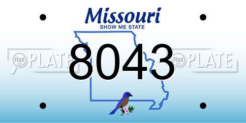 8043 Missouri License Plate