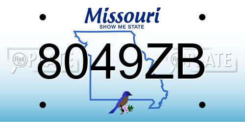 8049ZB Missouri License Plate