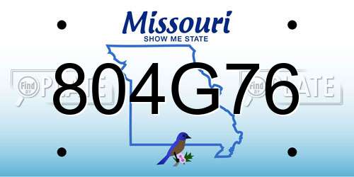 804G76 Missouri License Plate