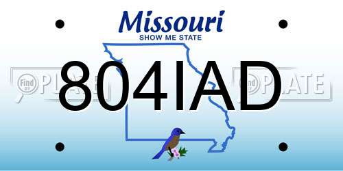 804IAD Missouri License Plate