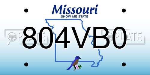 804VB0 Missouri License Plate