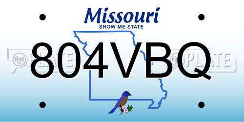 804VBQ Missouri License Plate