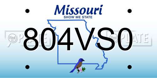 804VS0 Missouri License Plate