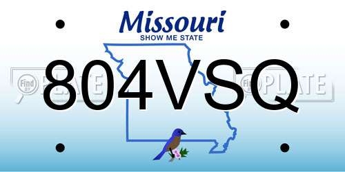 804VSQ Missouri License Plate