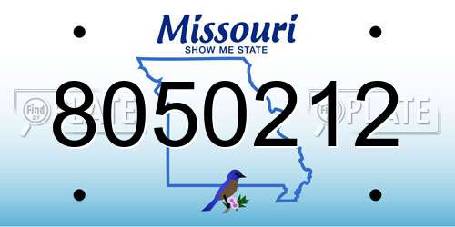 8050212 Missouri License Plate
