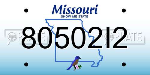 80502I2 Missouri License Plate