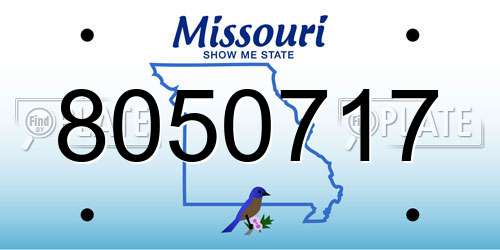 8050717 Missouri License Plate