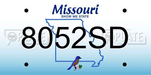 8052SD Missouri License Plate
