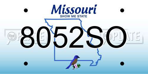 8052SO Missouri License Plate