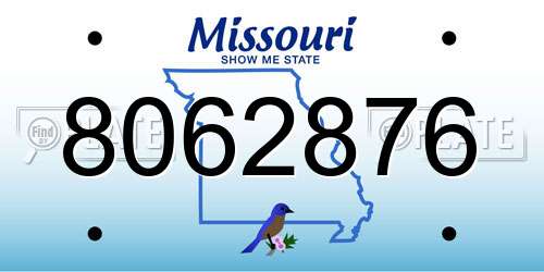 8062876 Missouri License Plate