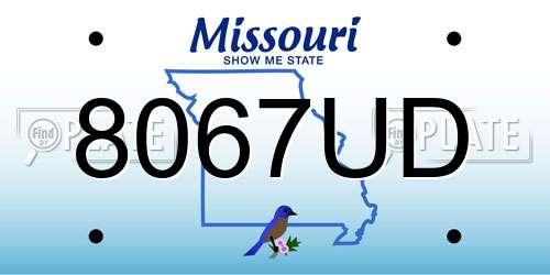 8067UD Missouri License Plate
