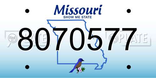 8070577 Missouri License Plate