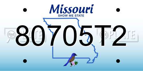 80705T2 Missouri License Plate