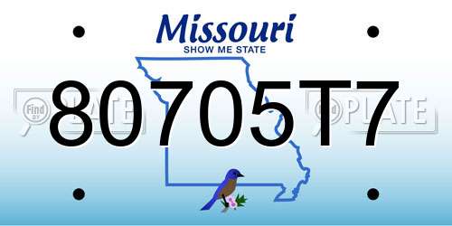 80705T7 Missouri License Plate