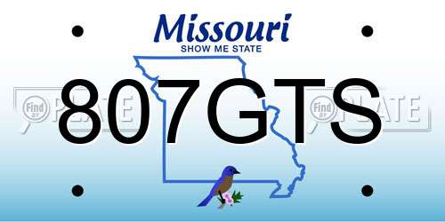 807GTS Missouri License Plate