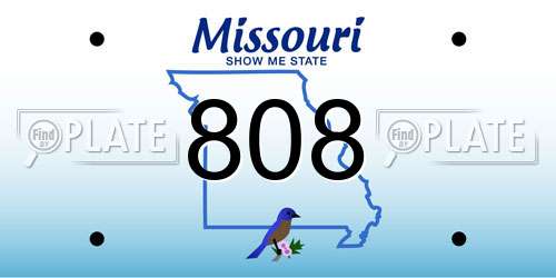 808 Missouri License Plate