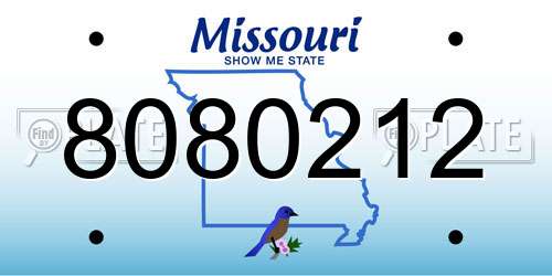 8080212 Missouri License Plate