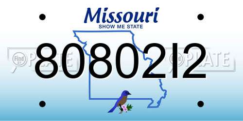 80802I2 Missouri License Plate