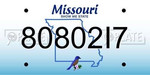 80802I7 Missouri License Plate