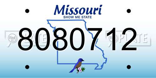 8080712 Missouri License Plate