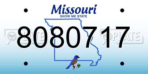 8080717 Missouri License Plate