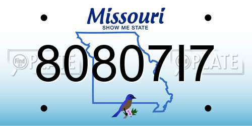 80807I7 Missouri License Plate