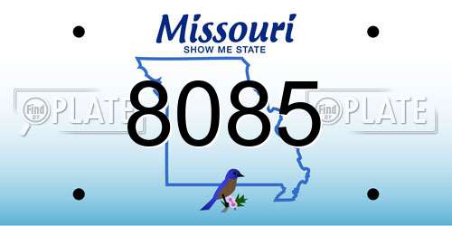 8085 Missouri License Plate