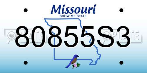 80855S3 Missouri License Plate