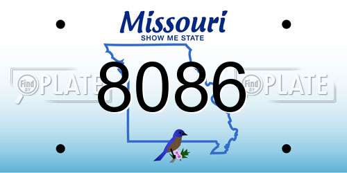 8086 Missouri License Plate