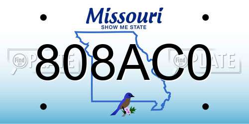 808AC0 Missouri License Plate
