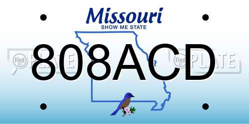 808ACD Missouri License Plate
