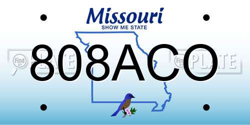 808ACO Missouri License Plate