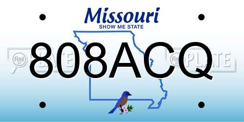 808ACQ Missouri License Plate