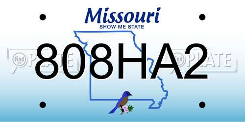 808HA2 Missouri License Plate