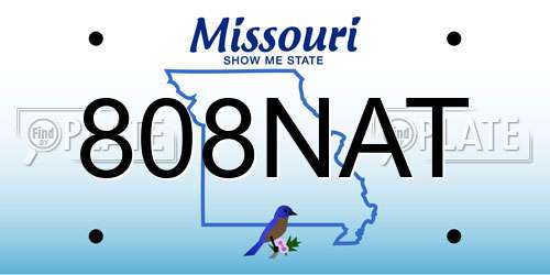 808NAT Missouri License Plate